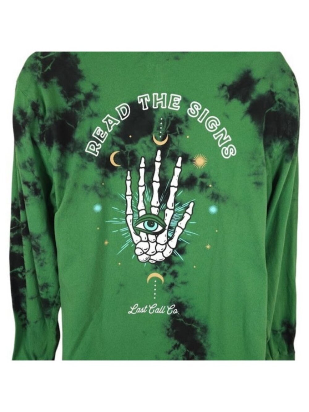 Hamsa Eye In Palm T Shirt Mens Size Large Green Tie Dye Read The Signs